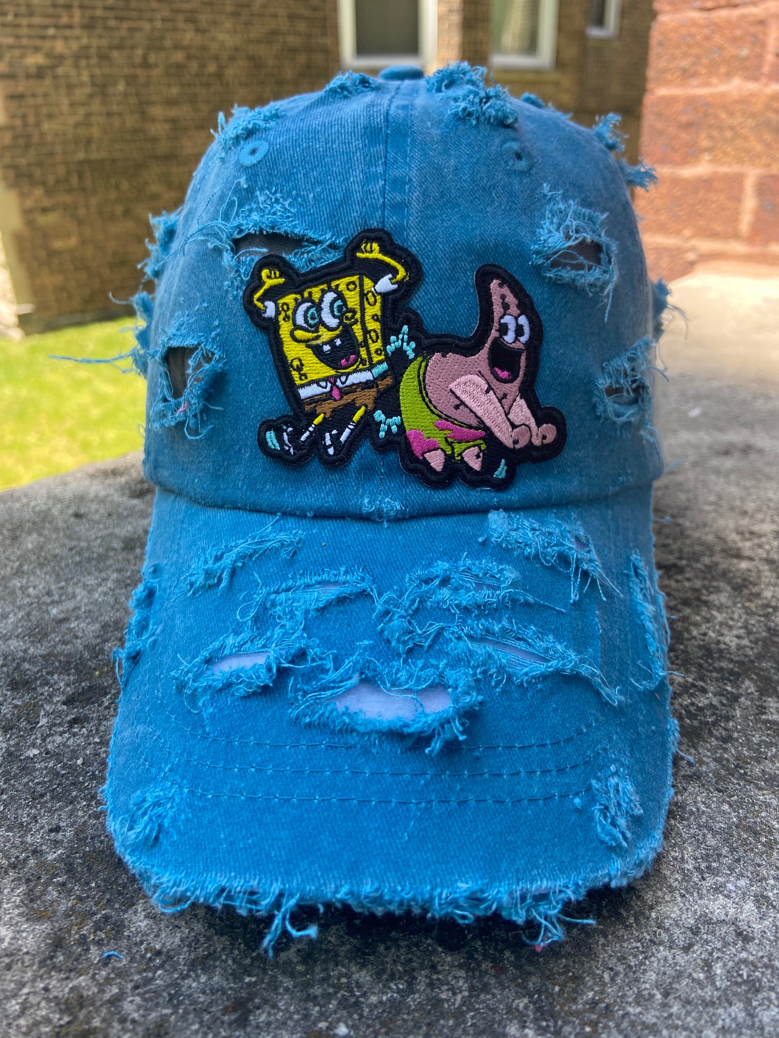 SpongeBob SquarePants & Patrick Distressed Dad Cap – Jade X Sage